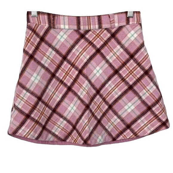 FOREVER 21 FLAT WAISTBAND FLARED MINI SKIRT, JUNIORS, XS-PINK BURGUNDY, GOLD GEO - Picture 1 of 12